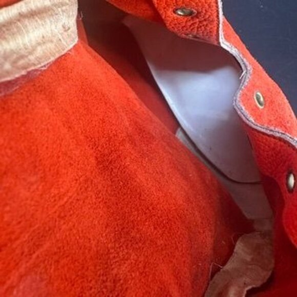 Vintage 60s Go Go Orange Side Lace Up Boots 7 - 7.5 Women's Suede - Picture 16 of 16